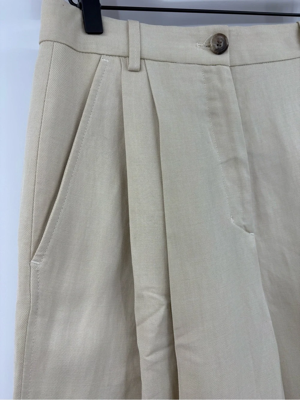 COS Relaxed Wide Leg Pleated Tailored Trousers Beige Size 4 NWT